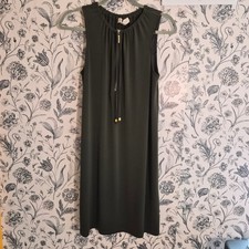NWT Michael Kors Ivy Green Jersey Zip Front Shift Dress Small Modern Minimalist