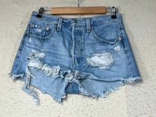 Levis 501 distressed cutoff shorts light wash blue Denim womens Size 27
