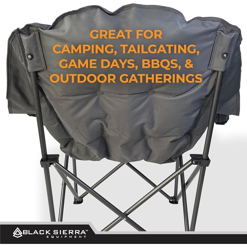 Oversized Outdoor Folding Chair Camp Chair Heavy Duty Portable W/ Cup Holders US