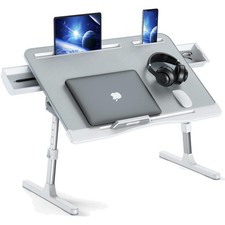Laptop Bed Tray Desk, Foldable and Adjustable Lap Table with Heights and Angl...