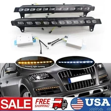2x LED DRL Daytime Running Light w/Turn Signal Fog Lamp For Audi Q7 2007-2009 US
