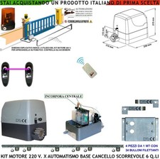 Cancello Automatico Scorrevole Kit Motore 230 V 6 Q Telec Fotoc Faro 4 MT Cremag