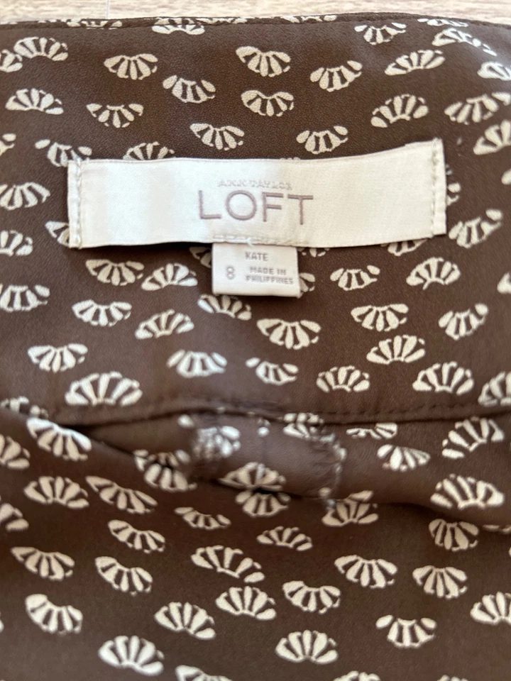 Pantalones Ann Taylor Loft Kate Pierna Ancha Marrón Tostado Conchas Ligeros y Fluidos Talla 8 Foto 3 de 4