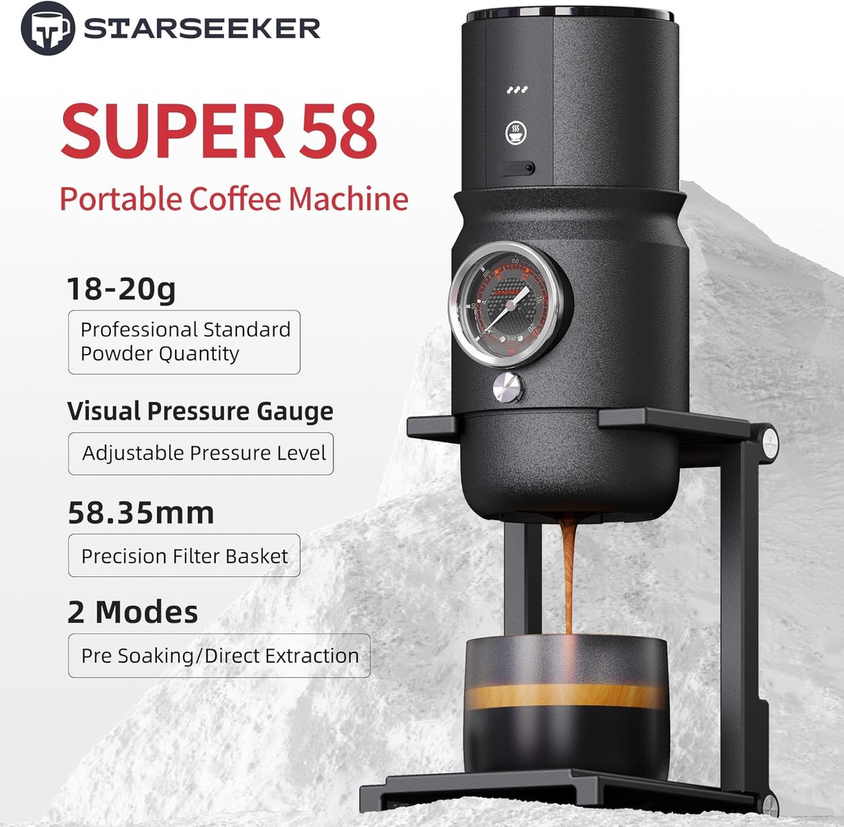 Super58 Portable Espresso Maker - USB-C, Adjustable Pressure
