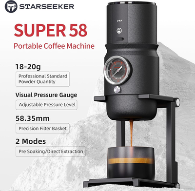 Super58 Portable Espresso Maker - USB-C, Adjustable Pressure