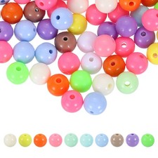 200pcs Random Light Color Acrylic Round Beads 10mm Plastic Resin Loose Bead