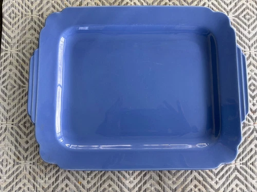 Vintage Homer Laughlin Riviera Blue Deco Platter 13 x 10 inch USA