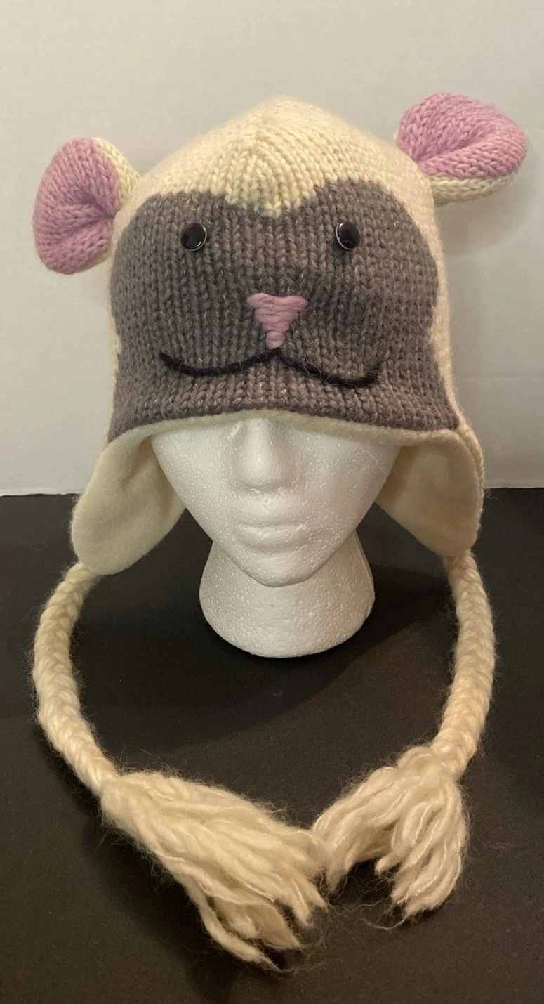 DeLux Hand Made Knit Cap ADULT Wool Blend Lined Costume Multicolor Unisex