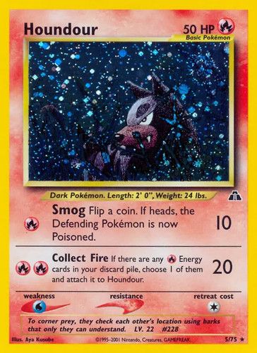 Houndour - 5/75 - Pokemon Neo Discovery Unlimited Holo Rare Card WOTC LP