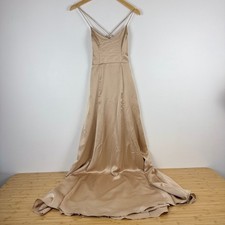 Show Me Your Mumu Goddess Gown Champagne Satin Lace Up Back Maxi Dress XS