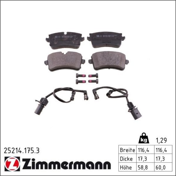 Zimmermann 25214.175.3 Bremsbelagsatz FüR Audi A8 D4 4H2 4H8 4HC 4HL-image