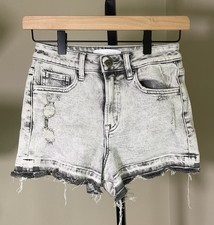 Vervet Denim Shorts XS High Rise Distressed Acid Wash Raw Hem Cutoff Festival