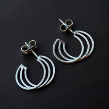 Vintage Silver Layered Circle Hoop Earrings