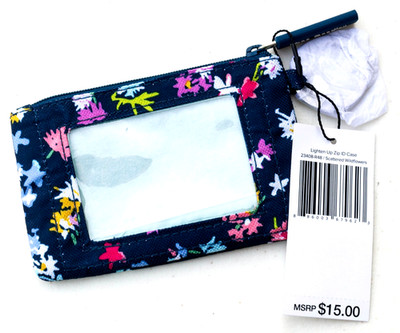 Vera Bradley Lighten Up Zip ID Case in Scattered Wildflowers.  NWT