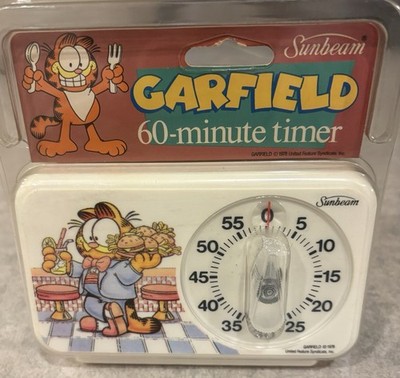 Sunbeam Vintage GARFIELD NOS 60 Minute Kitchen Cook Timer Done To Perfection USA