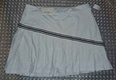 Walter Hagen L Pleat Bottom White Pull on Skort Black Trim Angled 2 Pocket Auct