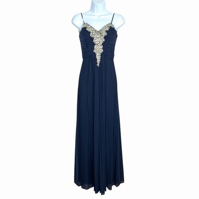Decode 1.8 Beaded Sequin Prom Dress 4 Blue Evening Formal Floor Length Elegant