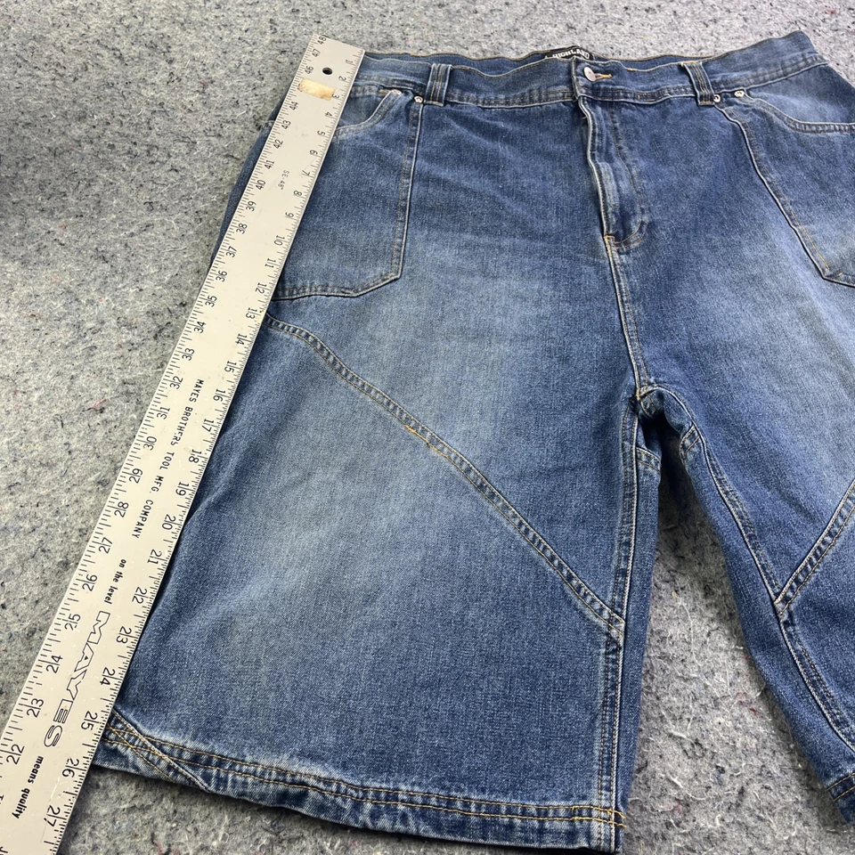 Highland Outfitters Men’s Denim Jean Shorts Size 42 Blue Carpenter Style Baggy - Image 3 of 4