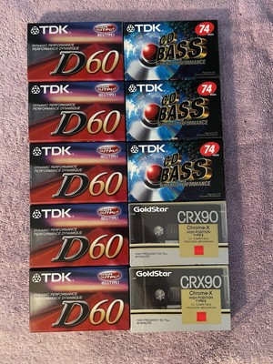 Blank Audio Cassette Tapes *NEW* GOLD STAR CRX 90 CHROME-X + TDK CD BASS + D60