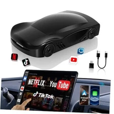 4-in-1 Carplay Ai Box,Wireless CarPlay & Android Auto Adapter,Compatible black