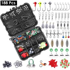 188Pcs Fishing Accessory Kit Portable Fishing Set Including Jig Hooks Sinker Wei