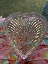 Waterford Vintage Crystal Heart Shape Candy Trinket Dish7.5" Sparkles!