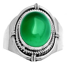 Natural Green Onyx 925 Sterling Silver Ring s.8 Jewelry R-1539