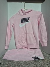 Girls Pink Foam Nike Kids Pullover Hoodie  Sweatpants Size 6x Large Set