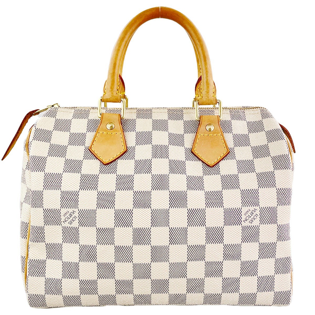 LOUIS VUITTON ホワイトトートバッグ Louis Vuitton Damier Azur Speedy 25 Leather Fabric White Handbag