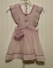 Vtg Organza Pinafore Lilac With Purple Trim Toddler Girl See Measurements  flaw