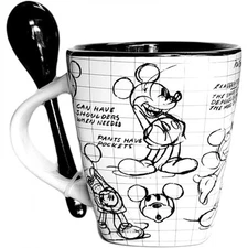 Mickey and Minnie Concept Sketches 9oz Soup Mug with Spoon Multi-Color