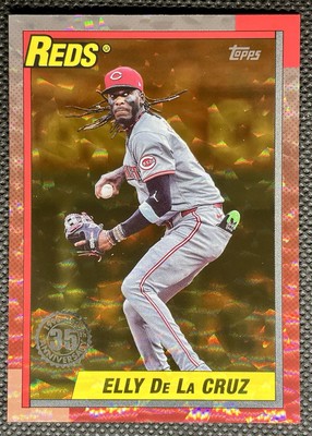 2025 Topps Series 1 Elly De La Cruz Gold Crackle Foilboard #'d /50