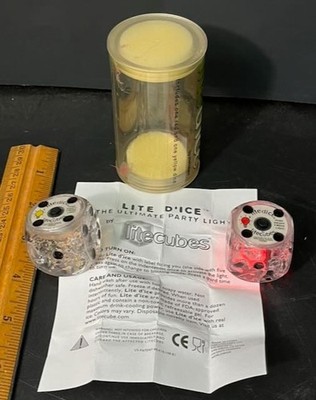 Lite D ice LED Light Up Dice Ice Cubes LiteCubes Set 2 Working w/ Tube