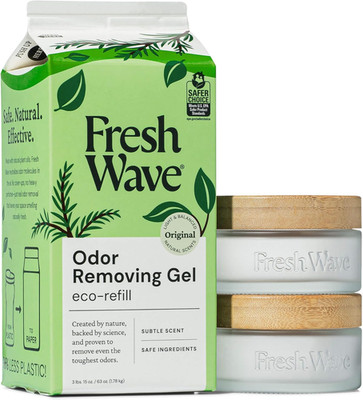 Odor Removing Gel Eco-Refill, 63 Oz. Original Scent | 2 Empty Refillable Glass J