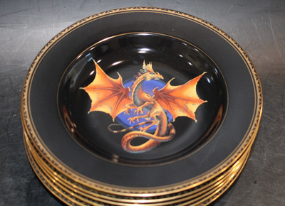 Franklin Mint Dragon Dynasty 6 Rim Soup Bowl 8 1/2''