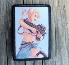 Anime Blonde Girl Morale Patch Hook and Loop Army Custom Tactical 2A Gear
