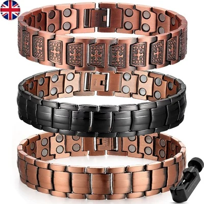 MAGNETICTHERAPY Solid Pure Copper Energy Magnetic Bracelet Mens Womens Adjustable Links 100%-NEW