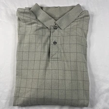 Izod Men’s Short Sleeve Gray Checkered Golf Polo XL 100% Cotton (101)