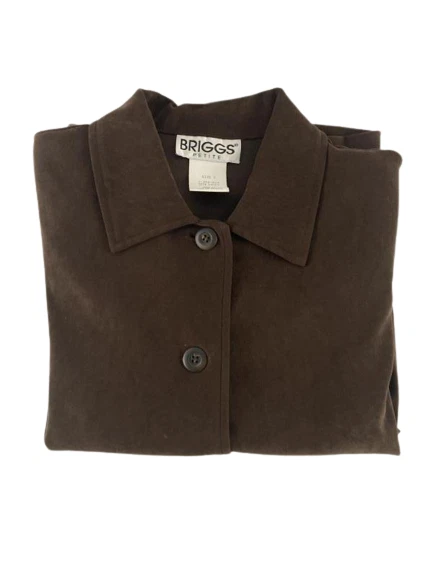 Briggs Petite Women's Brown Long Sleeve Jacket Size Small Button Up - Image 3 of 4