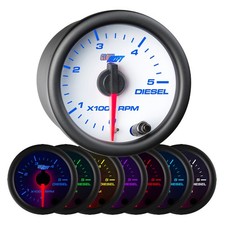 Slightly Used Glowshift White 7 Color 5000 Rpm Diesel Tachometer 52mm
