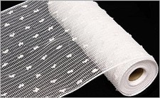 White Decorative Ribbon Trim 10.5 Inch Snow Ball Poly Mesh 30 Feet Long