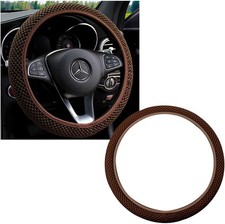 Breathable Ice Silk Elastic Steering Wheel Cover Soft Microfiber Size Brown
