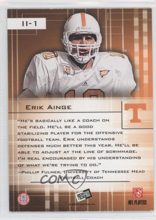 2008 Press Pass SE Insider Insight Erik Ainge #II-1 Rookie RC - Image 2 of 2