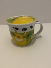 Gallery by Inhesion Yellow Cat & Paw Print Coffee Mug with Lid in Box As New