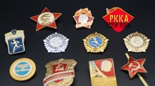 10 Piece Lot Collection Badges Pioneer Sports Army Police Anti Alcohol USSR
