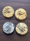 4 Antique Pocket Watch Movements Waltham Illinois Elgin - 18s - Parts/Repair Lot
