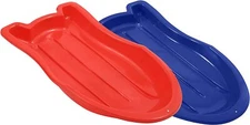 2 Pack Toboggan Snow Sled for Kids and Adults w/ Pull Ropes, 37" Blue and Red