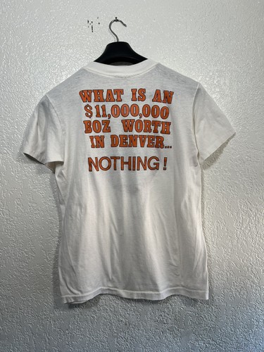 RARE 80s Vintage Anti Brian Bosworth NFL Seattle Seahawks Denver Broncos Shirt M - Picture 2 of 9