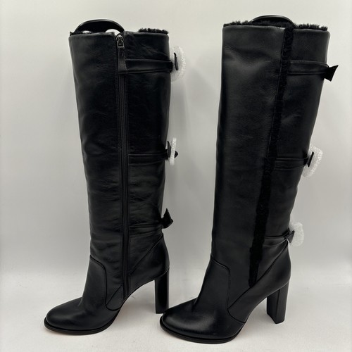 ALEXANDRE BIRMAN Lolita Black Shearling Lined/Leather Knee High Boots, Size 37.5 - Picture 5 of 11