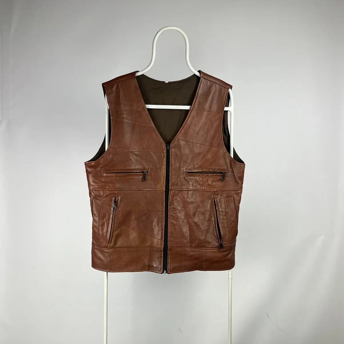 トップス Vintage Western Leather Vest Vintage Leather Vest patchwork western jakcet size XLarge | eBay